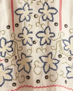 Men BODE Cornflower Cross Stitch Short Sleeve Shirt