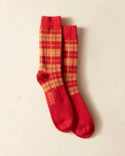 Men BODE County Plaid Socks - Red Multi