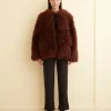 Women BODE Crane Shag Shearling Coat