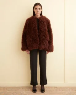 Women BODE Crane Shag Shearling Coat