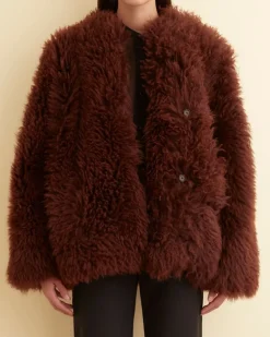 Women BODE Crane Shag Shearling Coat