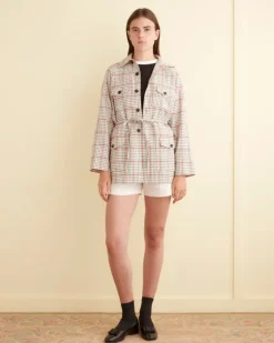 Women BODE Cream Grid Jacket - Xs