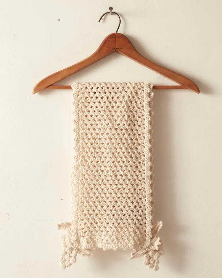 Men BODE Crochet Grape Scarf - Cream