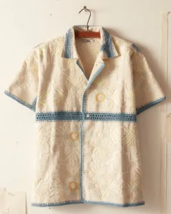 Men BODE Crochet Ladderwork Short Sleeve Shirt