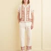 Men BODE Cross-Stitched Rose Garland Short Sleeve Shirt
