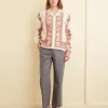 Men BODE Cross-Stitched Rose Garland Long Sleeve Shirt