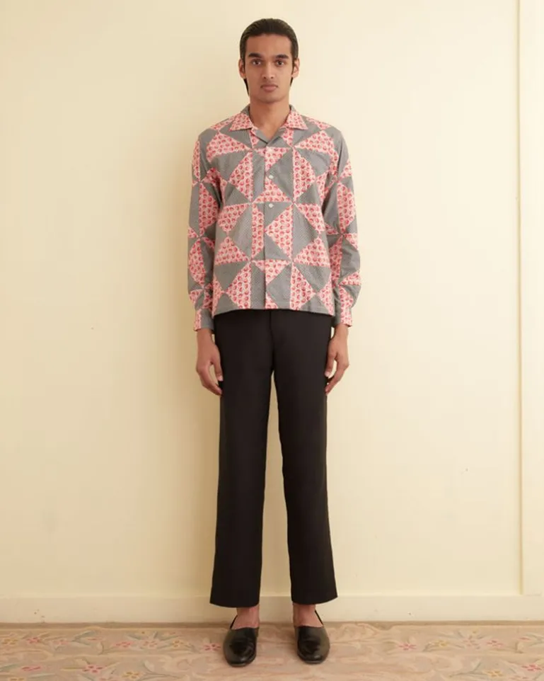 Men BODE Deco Puzzle Patchwork Long Sleeve Shirt