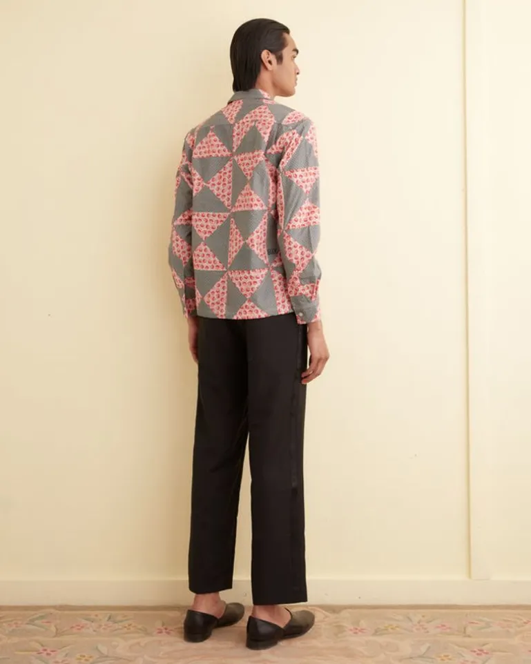 Men BODE Deco Puzzle Patchwork Long Sleeve Shirt