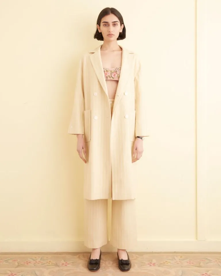 Women BODE Dennis Stripe Worcester Coat