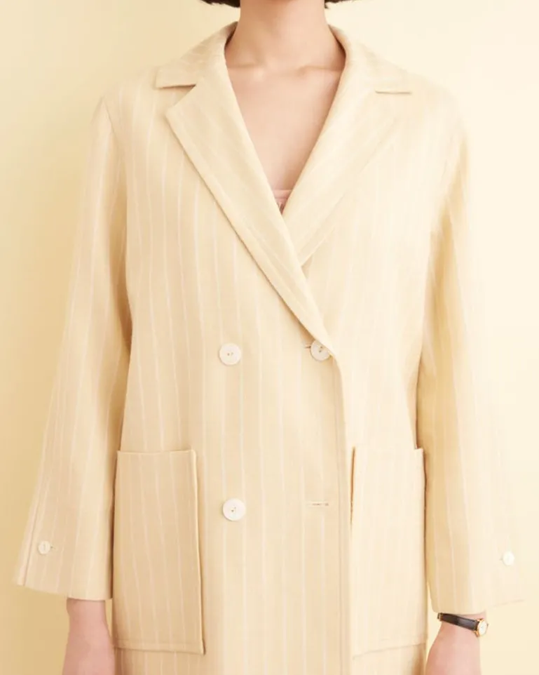 Women BODE Dennis Stripe Worcester Coat