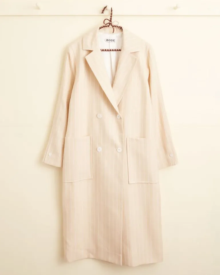 Women BODE Dennis Stripe Worcester Coat