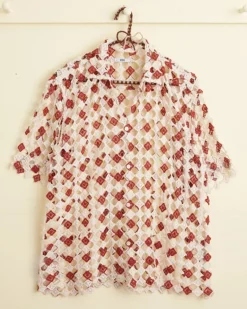 Men BODE Diamond Lace Short Sleeve Shirt