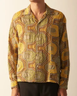Men BODE Disco Tinsel Long Sleeve Shirt