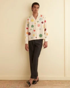 Men BODE Dotted Applique Long Sleeve Shirt