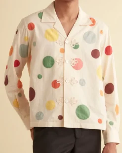 Men BODE Dotted Applique Long Sleeve Shirt