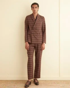 Men BODE Dunham Plaid Double-Breasted Suit Jacket