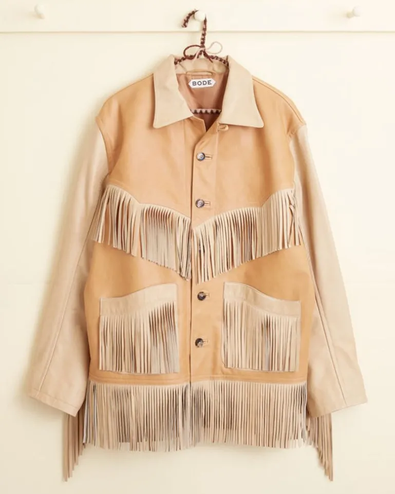 Men BODE Duo Leather Fringe Jacket
