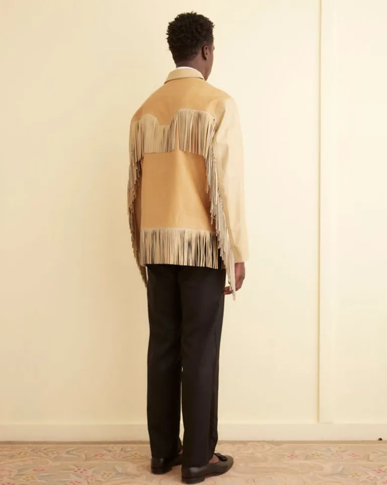 Men BODE Duo Leather Fringe Jacket