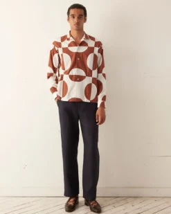 Men BODE Duo Oval Patchwork Long Sleeve Shirt