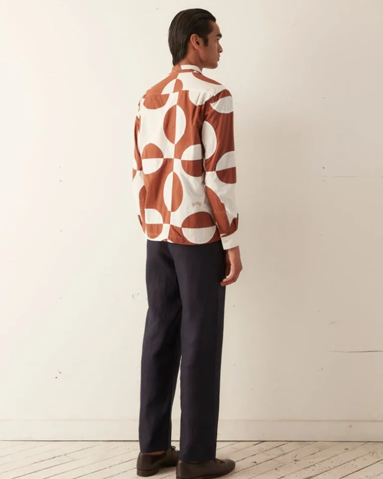 Men BODE Duo Oval Patchwork Long Sleeve Shirt