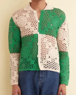 Men BODE Duotone Crochet Overshirt - Green