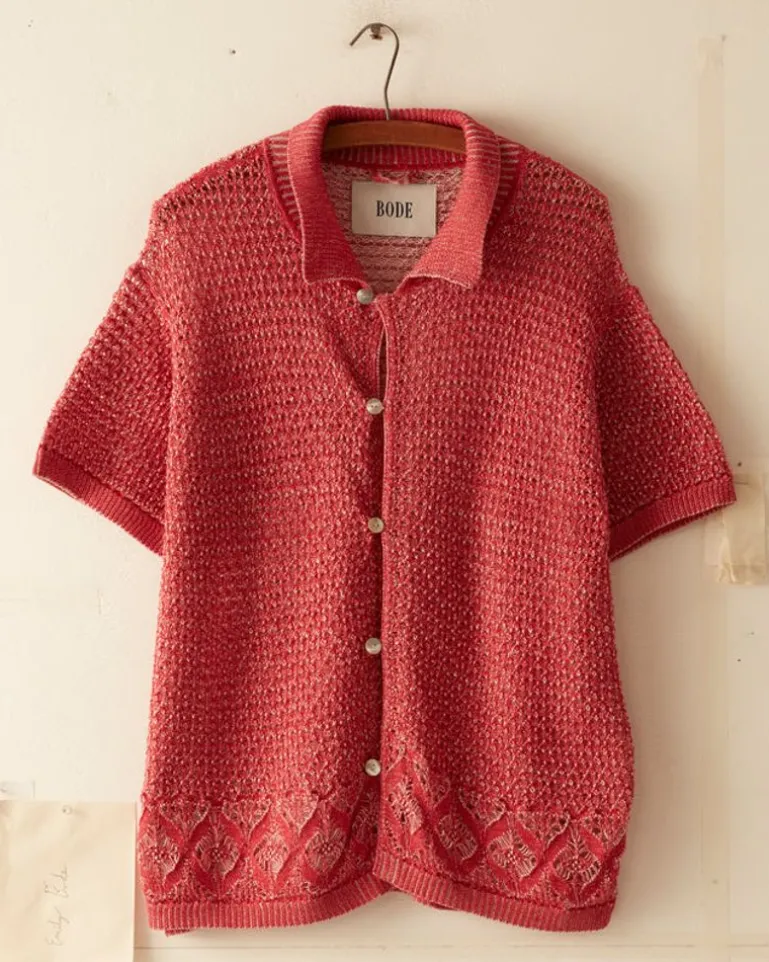 Men BODE Duotone Lace Shirt - Red