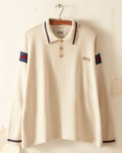 Men BODE Duotone Stripe Cycling Polo - Ecru