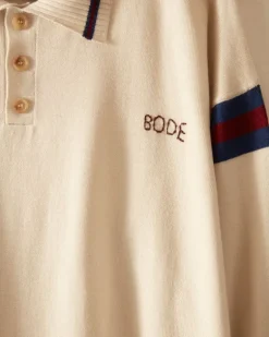 Men BODE Duotone Stripe Cycling Polo - Ecru