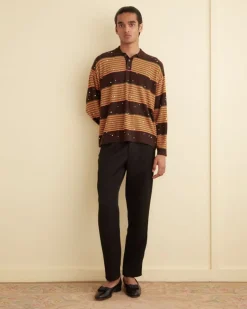 Men BODE Embellished Stripe Cycling Polo