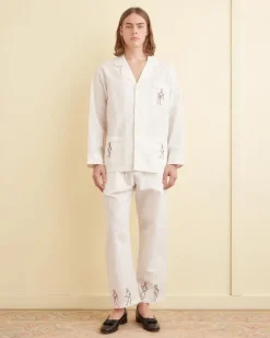 Men BODE Embroidered Blackjack Pajama Shirt