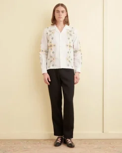 Men BODE Embroidered Buttercup Long Sleeve Shirt