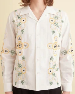 Men BODE Embroidered Buttercup Long Sleeve Shirt