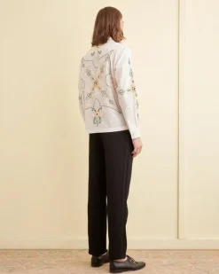 Men BODE Embroidered Buttercup Long Sleeve Shirt