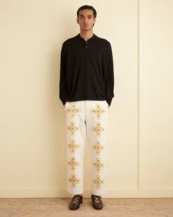 Men BODE Embroidered Buttercup Trousers