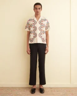 Men BODE Embroidered Carnival Short Sleeve Shirt