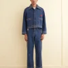 Men BODE Embroidered Denim Jacket