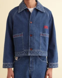 Men BODE Embroidered Denim Jacket