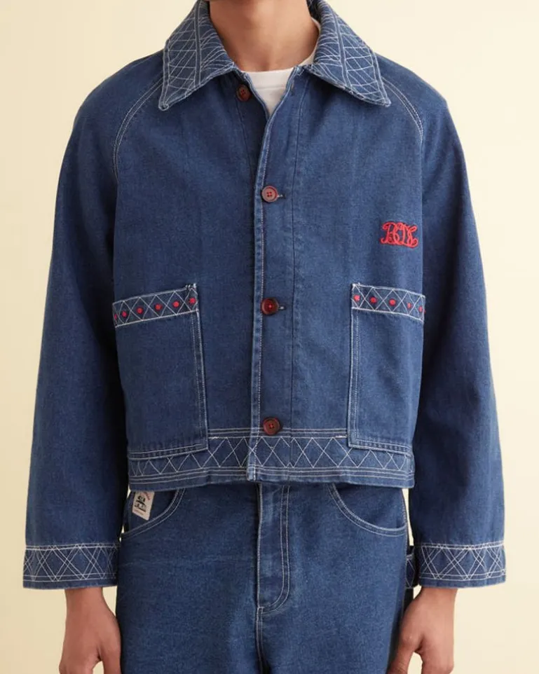 Men BODE Embroidered Denim Jacket