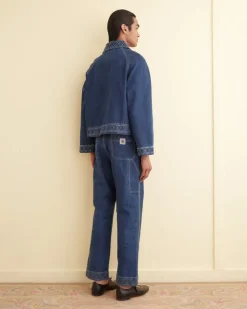 Men BODE Embroidered Denim Jacket