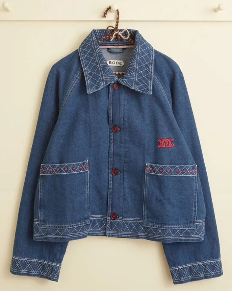 Men BODE Embroidered Denim Jacket
