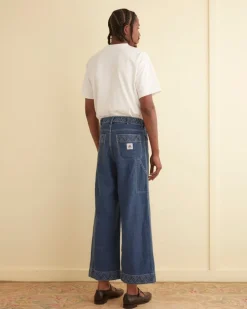Men BODE Embroidered Denim Knolly Brook Trousers