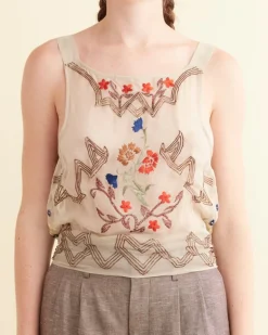 Women BODE Embroidered Flower Study Top