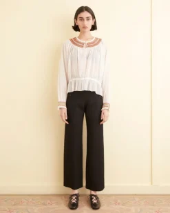 Women BODE Embroidered Georgette Top