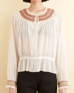 Women BODE Embroidered Georgette Top