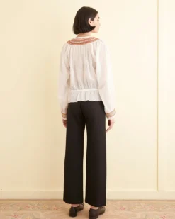 Women BODE Embroidered Georgette Top