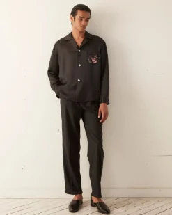 Men BODE Embroidered Leafwing Long Sleeve Shirt