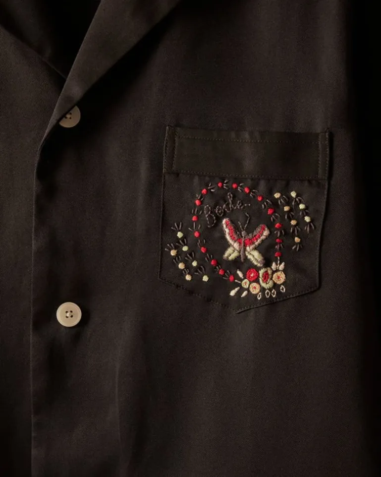 Men BODE Embroidered Leafwing Long Sleeve Shirt