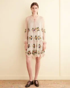 Women BODE Embroidered Suncherry Dress