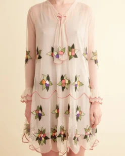 Women BODE Embroidered Suncherry Dress