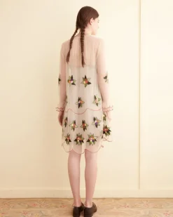Women BODE Embroidered Suncherry Dress